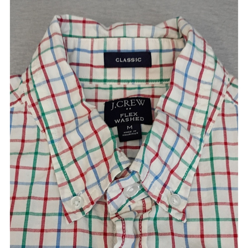 J.CREW Flex Washed Classic Fit Plaid Button-Down Shirt Men's Size M Multicolored